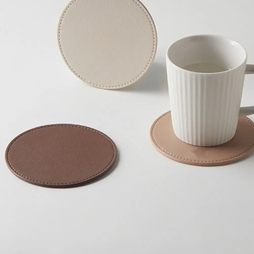 

Home Decor PU Leather Square/round/hexagon Coaster Heat Resistant Non-slip Cup Mat Nordic Style Waterproof Insulation Mat Gift