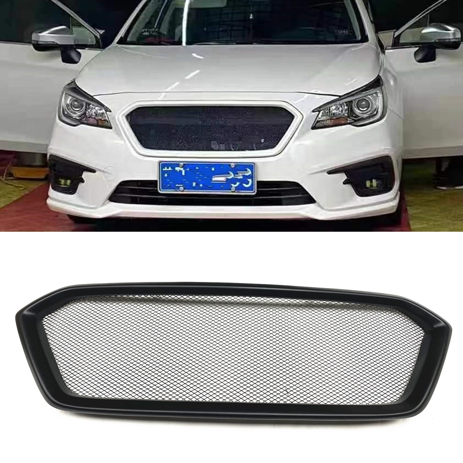 

Front Grille Racing Grill For Subaru Outback Legacy Sport 2018-2019 Wagon Fiberglass/Carbon Fiber Upper Bumper Hood Mesh Grid