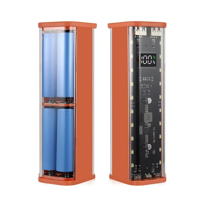 8*18650 Power Bank Case 22.5W Fast Charging USB C Micro Double Port Battery Storage Box Transparent DIY Shell For iPhone Realme