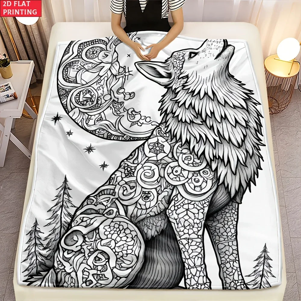 Enchanting Woodland Fox Art Throw Blanket Bohemian Forest Animal Pattern Cozy Home Decor Gift