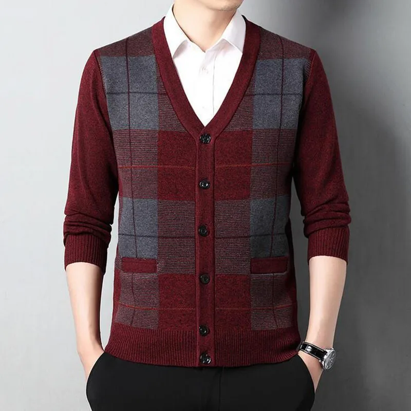 

New Autumn Winter Cardigan Men Sweaters Jackets Coats Fashion Striped Knitted Cardigan Slim Fit Sweaters Coat Mens Clothing 2022