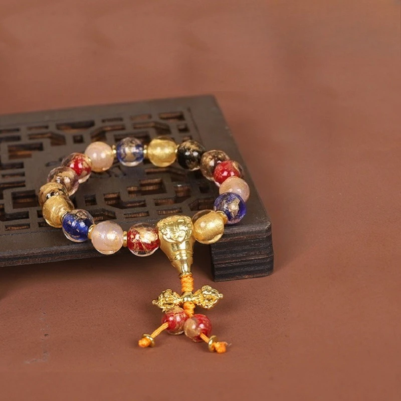 

Incense Ash, Glazed Glass, Bracelet,Vajra Mace Bracelet, Court Style, Men's and Women's Fashion Jewelry, Gift.