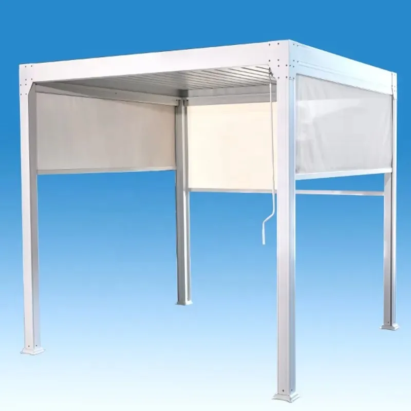 Aluminum Frame Outdoor Pergola Awning Rainproof PVC Roof Garden Terrace with Light