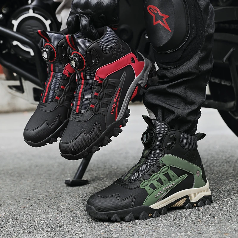 Motorcycle Riding Men Boots Waterproof Motocross Cycling Shoes Off-Road Motorbike Racing Anti-drop Breathable Equipment Soft