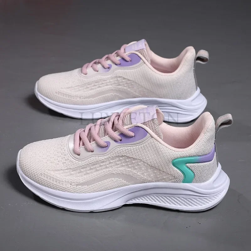 Mesh Casual Soft Sole Lightweight Running and Sports Women Shoes Comfortable and Breathable Flat Bottomed Outdoor Fitness Shoes