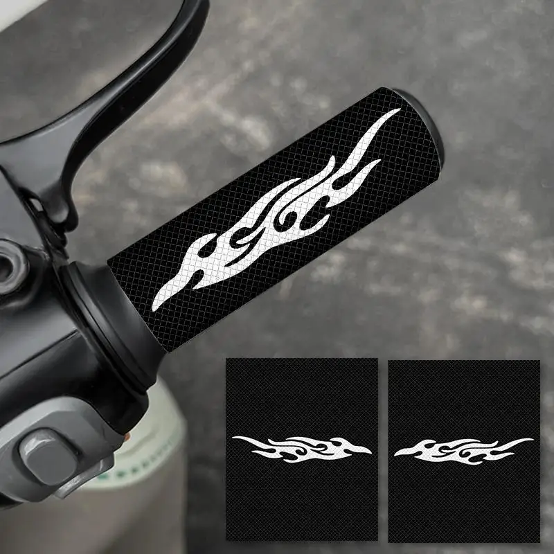 1Pair Flame Handlebar Sticker, Waterproof Universal Anti-Slip Vinyl Decal for Motorcycle & Bike Decor