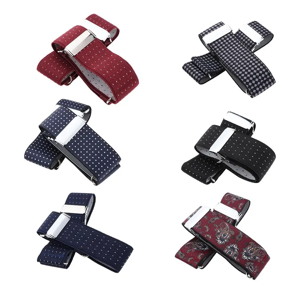 Elastic Jacquard Cuff Sleeve Holders for Men Anti Slip Shirt Garter Belt Adjustable Armband for Daily Use