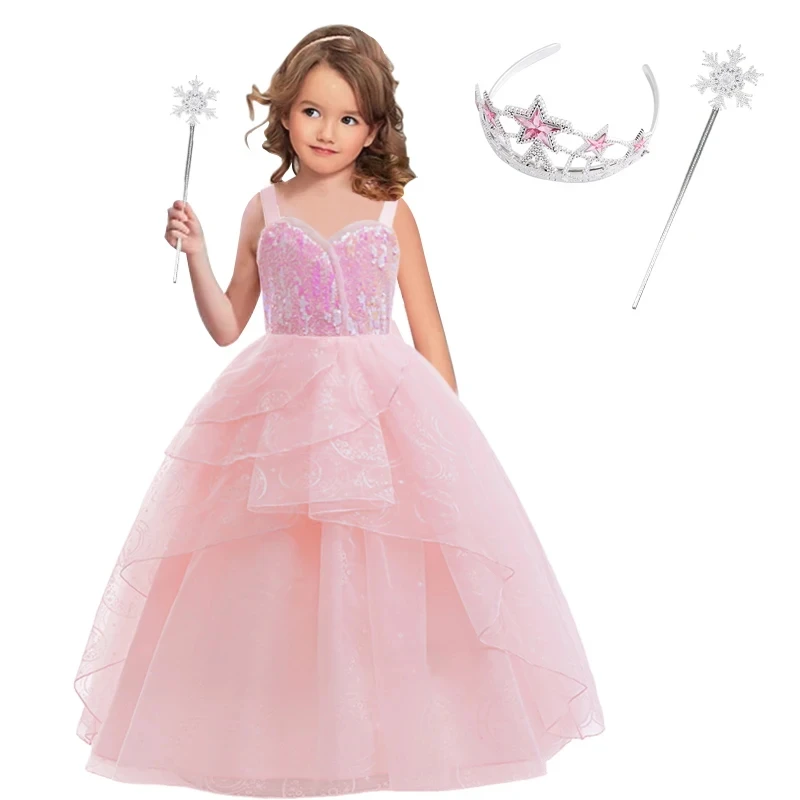 

2025 girls costume cosplay pink dress girl carnival performance costume Halloween children's dress set 3-10 years old girls Cost