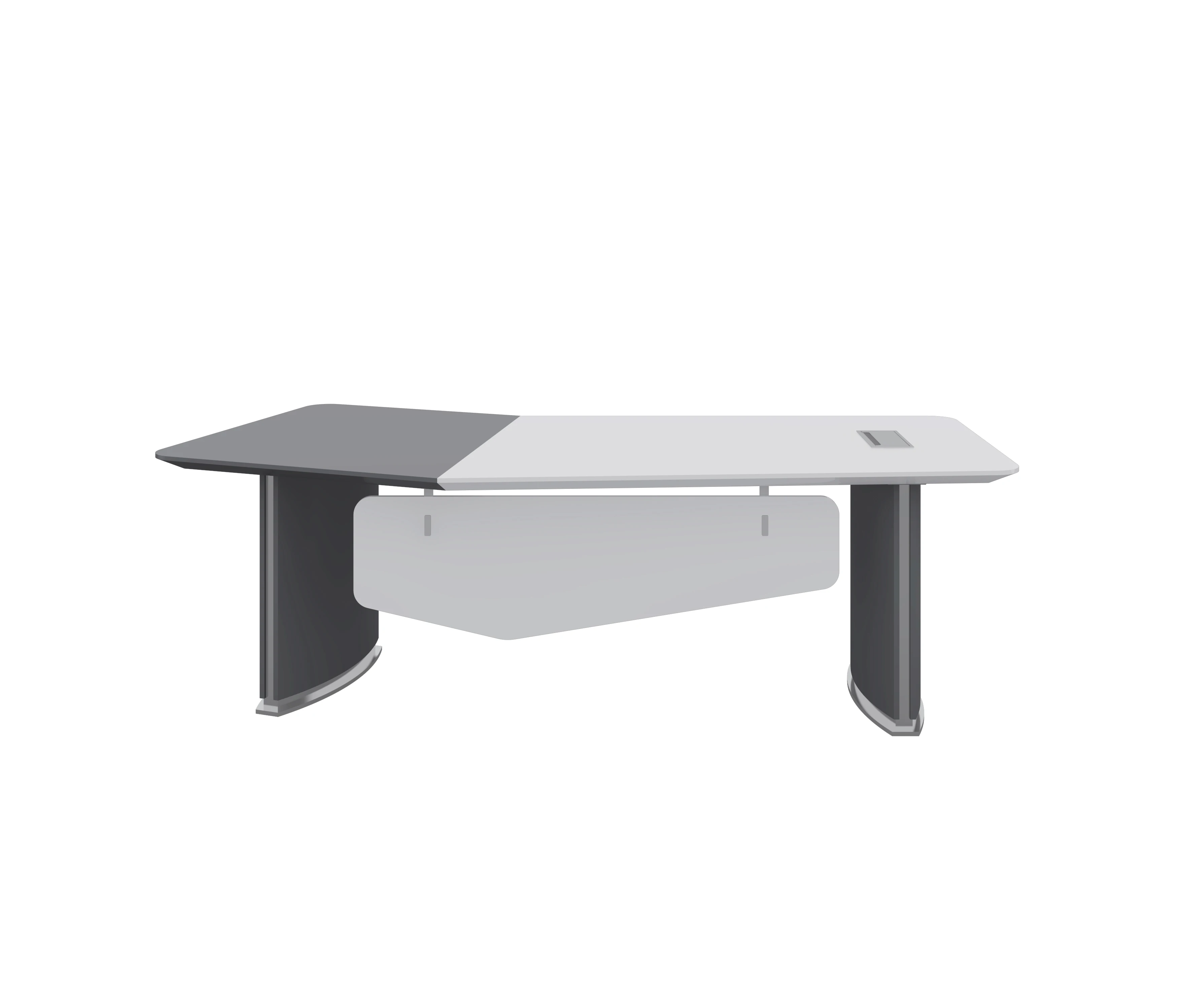Splicing White Gray Minimalism Irregular Desk  Ergonomic with Baffle Minimalist Style Manager Desk