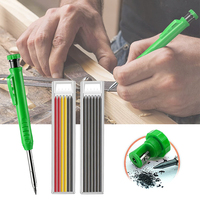 Solid Carpenter Pencil Set Built-in Sharpener with 6 Refill Leads Mechanical Pencil Marking Tool Kit for Woodworking Architect