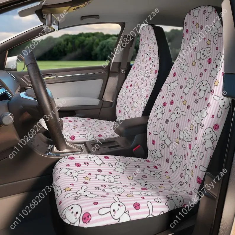 

Kawaii Pink Bunnies Skulls Car Seat Covers Universal Environmentally Friendly Interior Decorations Comfortable Car Seat Covers