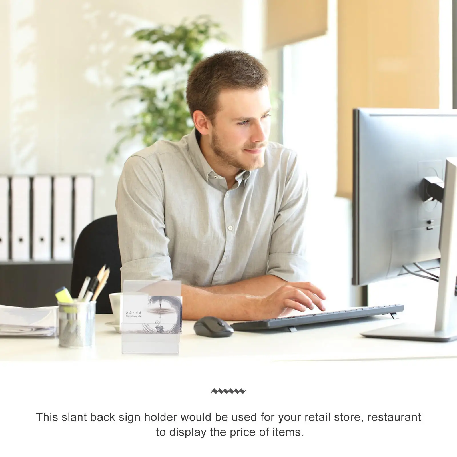 2 Pcs QR Code Card Name Cards Holders Acrylic Retail Small Sign Plastic Label Stand Product Display Clear