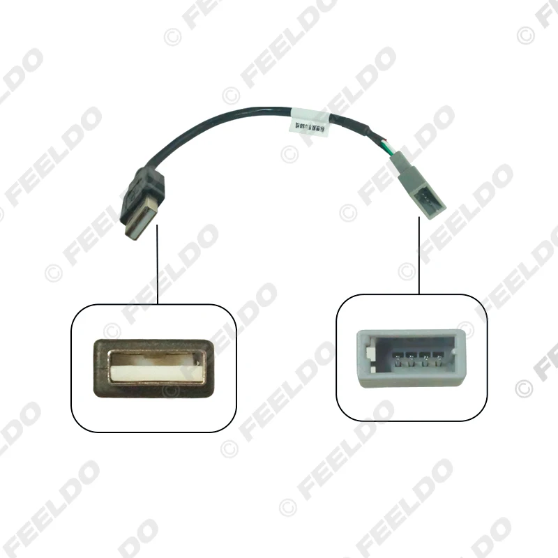FEELDO Car Radio Audio 2.0 USB to 4Pin Socket Cable for Peugeot USB Wire Extension Connector Adapter