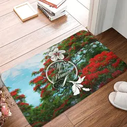 974 Reunion Island Flamboyant Floor Door Kitchen Bath Mat Anti-Slip Outdoor Flowers Pattern Doormat Toilet Entrance Carpet Rug