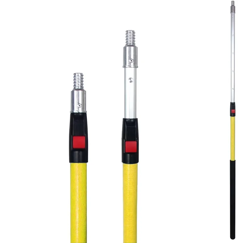 Strong glass fiber aluminum button lock telescopic rod handle
