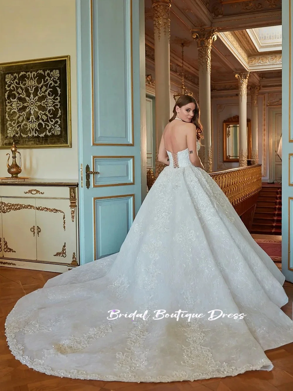 Customized Refined Beaded Appliques Lace Ball Gown Wedding Dress Beading Pearls Off The Shoulder Sleeveless Bridal Vestidos De