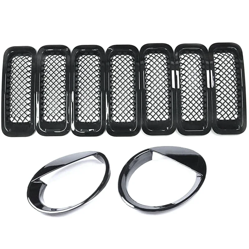 Front Headlight Lamp Cover Front Grille Insert Grill Cover Trim Sticker For Jeep Patriot 2011-2016 2015 2014 2013 2012