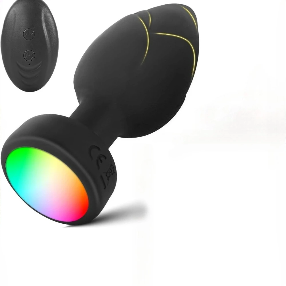 Anal Plug Vibrator with 10 Modes Vibrating Butt Plug LED Color Light Remote Control Anal Plug Adult Sex Toys For Women 18+