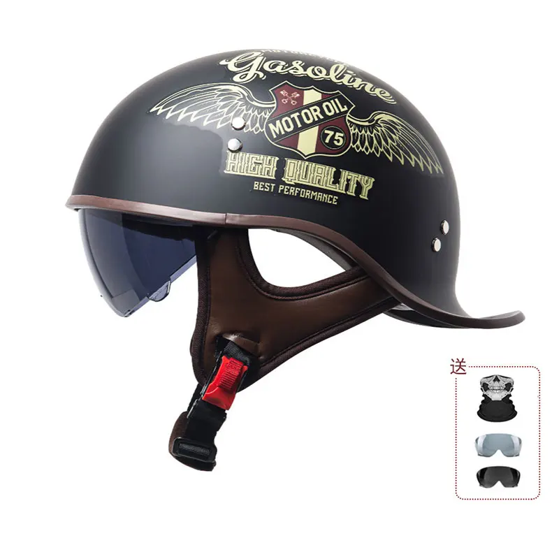 China 3C Certification 2025 New Motorcycle Helmet Retro Helmet ABS Lightweight Breathable Lining Half Helmet for Men and Women
