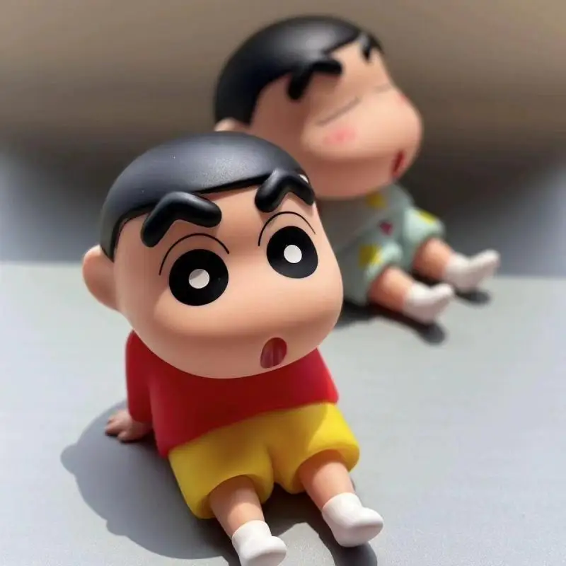 Crayon Shinchan mobile phone holder anime cute Portable Cartoon lazy person Ornaments Toy trendy fun Model Doll gift wholesale