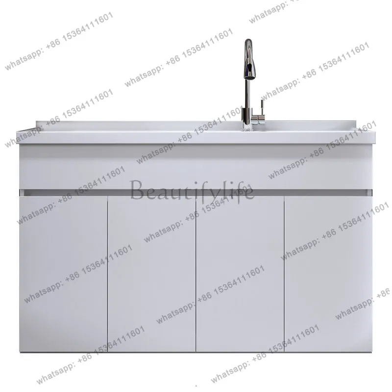 The balcony is now made of honeycomb aluminum large board laundry cabinet combination floor laundry pool artificial stone