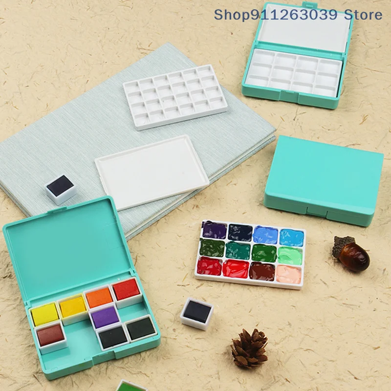 Empty Watercolor Palette Portable Plastic Multi-function Painting Box    Empty Watercolor Paint Dispenser Iron Box