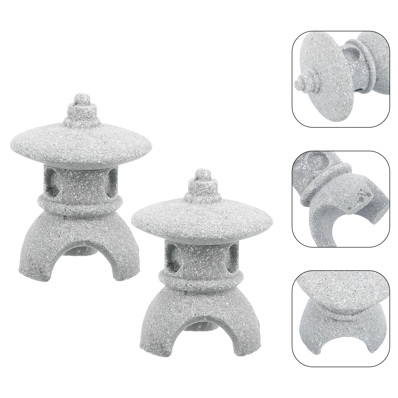 2 Pcs Micro Landscape Decoration Pagoda Ornament Garden Statue Mini Ornaments Simulation Pavilion Model Chinese Lanterns