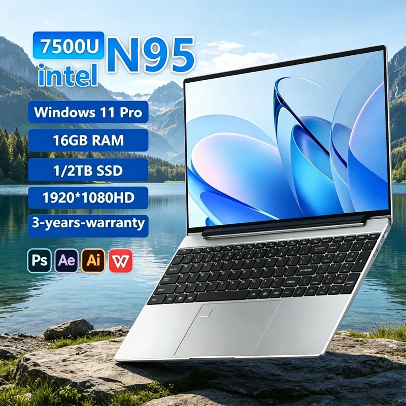 

Original 14.1" Laptop N95 Chip 120Hz FHD IPS Display 7500mAh Battery 32GB RAM 2TB SSD Backlit Keyboard Fingerprint Laptop