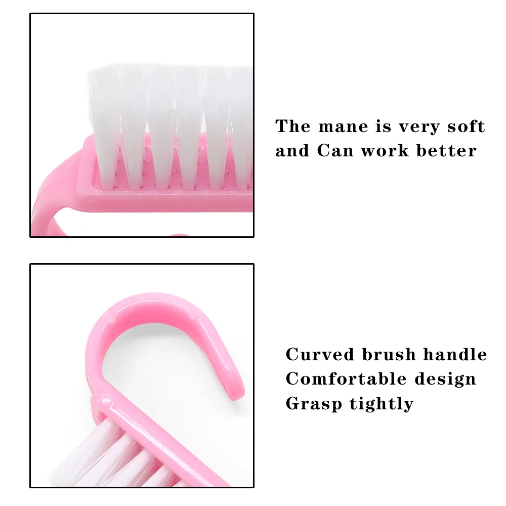 20Pcs Small Angle Cleaning Brushes Plastic Handle Grip Handle Cleaner Scrubbing Multi-function Brush For Toes Nails Art Manicure