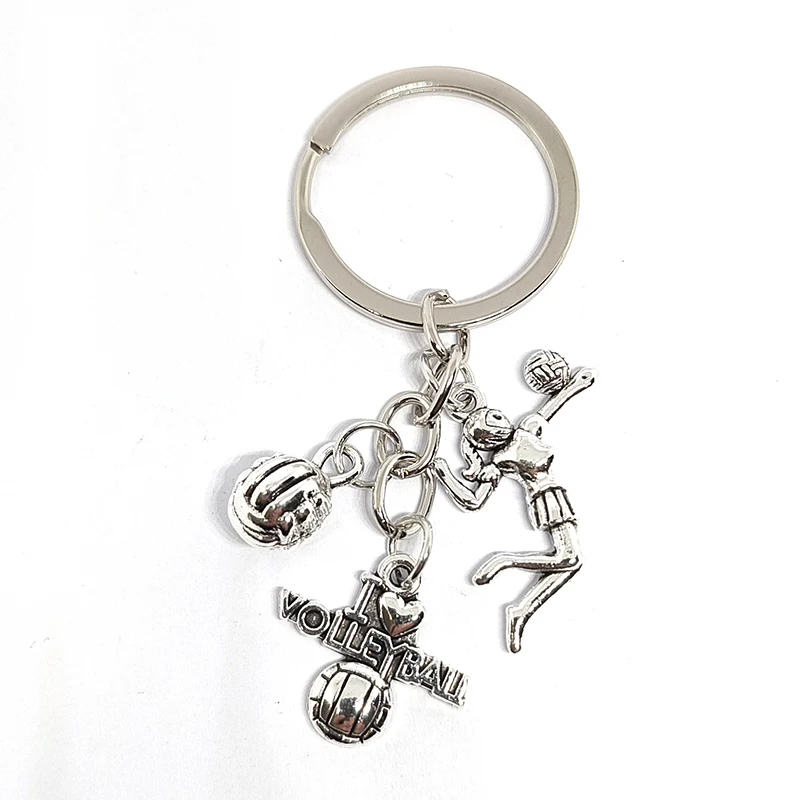 Popular Jewelry Alloy Pendant Keychain Creative and Personalized Keychain Sports Style Volleyball, I Love Volleyball Gifts