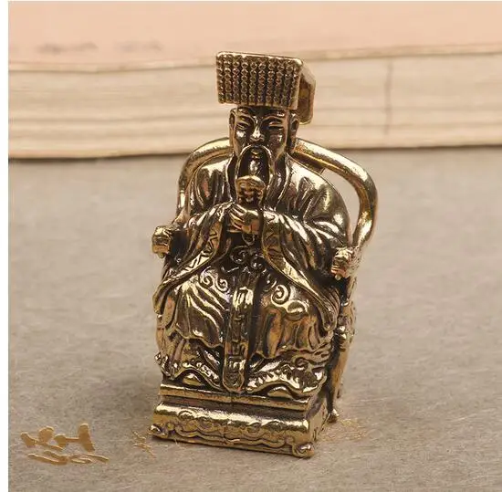 Brass Retro Jade Emperor, Queen Mother, Goddess Buddha Statue, Bronze Small Ornaments, Office Desktop Crafts