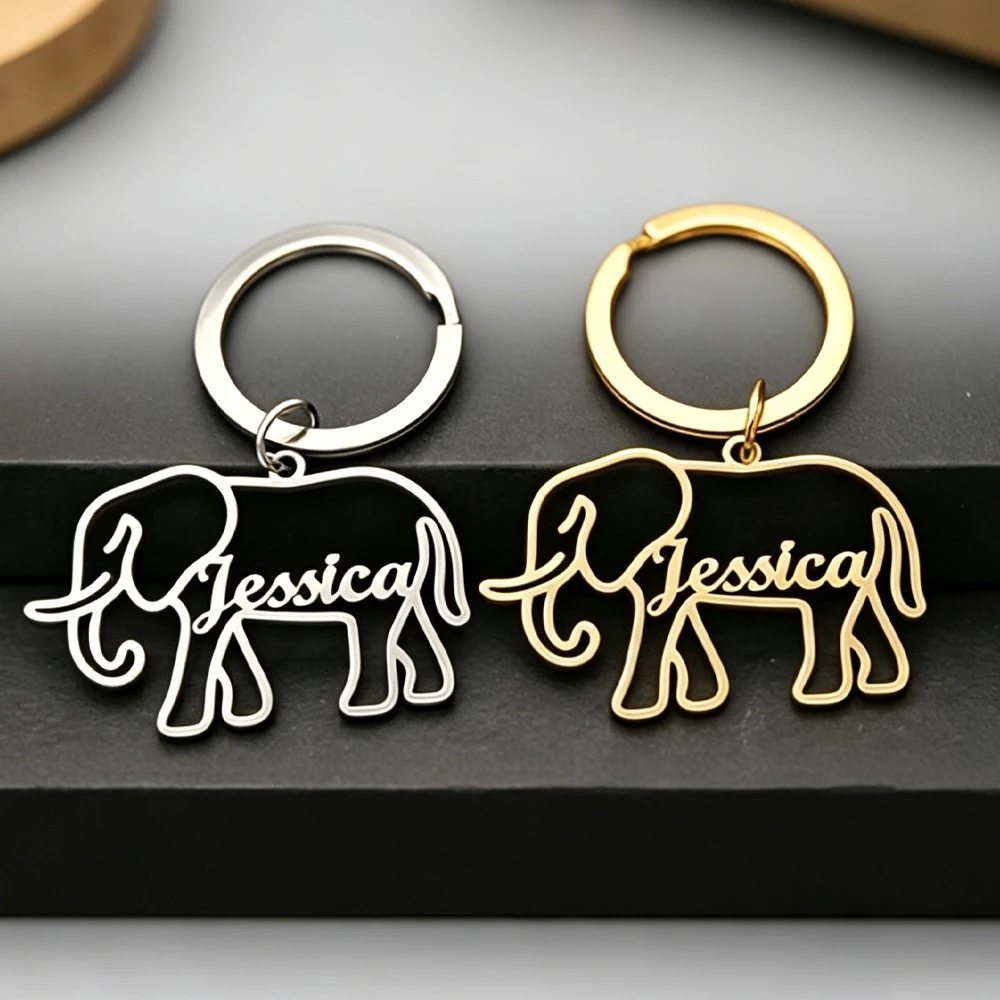 Personalized Custom Pet Name Keychain Custom Dog Cat Elephant Horse Name Keychain Stainless Steel Pet Memorial Jewelry