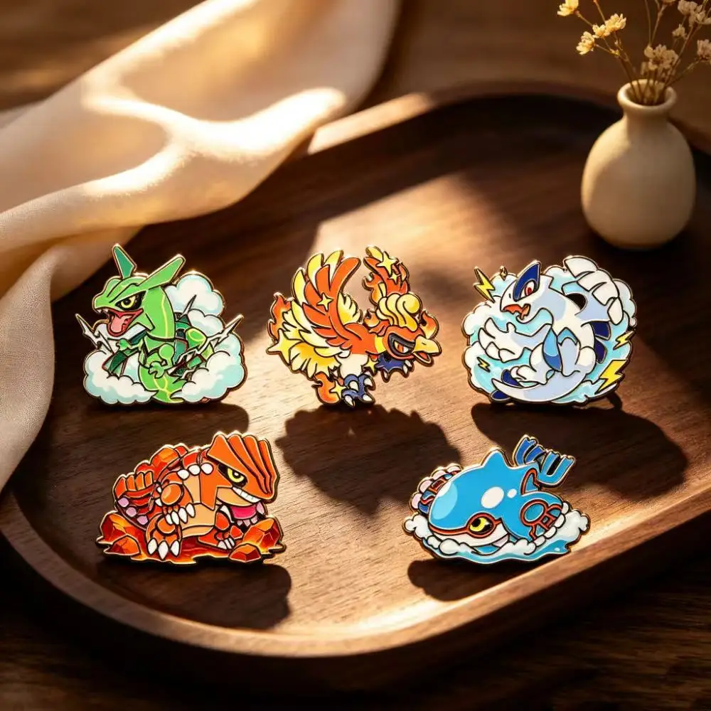 5Pcs Multi-form Fantasy Beast Metal Enamel Pin Pack, Cloud Cartoon Monster Brooches, Collectible Accessories for Fans