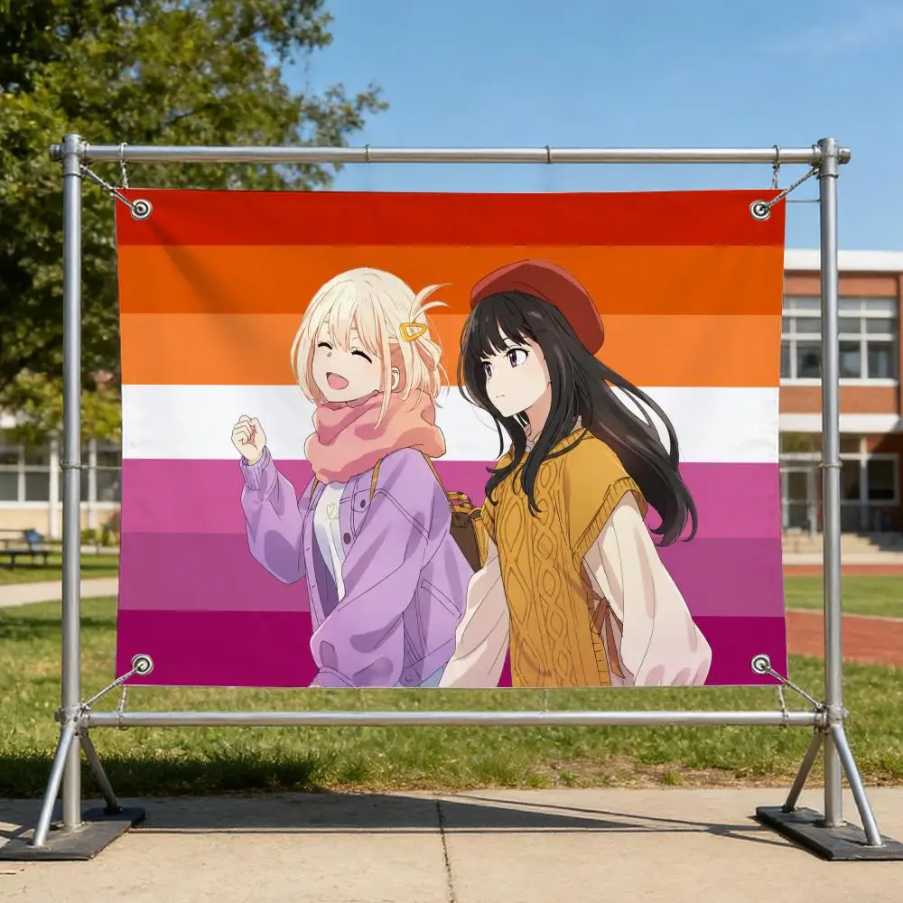 Anime Iconic Romance Lycoris Recoil Flags Specialized for indoor and outdoor home decorations, outdoor camping, and bar parties