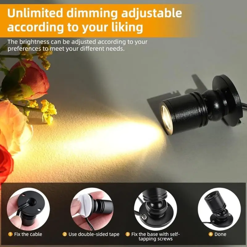 4Pieces Practical LED Makeup Light Bedroom Night Light Easy Mounting Solution Aluminum Texture for Home or Travel 87HA