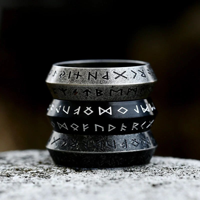 Vintage Stainless Steel Odin Norse Viking Amulet Rune Ring For Men Retro Words Rings Valentine's days Gifts Wedding Band Jewelry