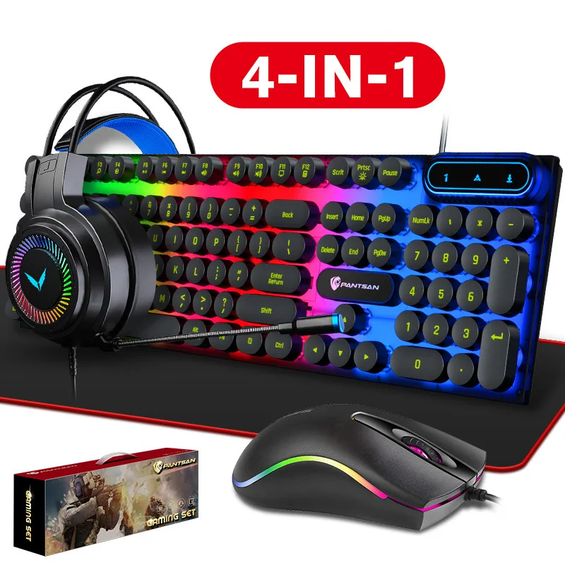 Imagem -06 - Punk Round Keyboard Mouse e Headphone Mousepad Home Teclado Work Game Keycap Combos de Computador Desktop Laptop 108key 2024