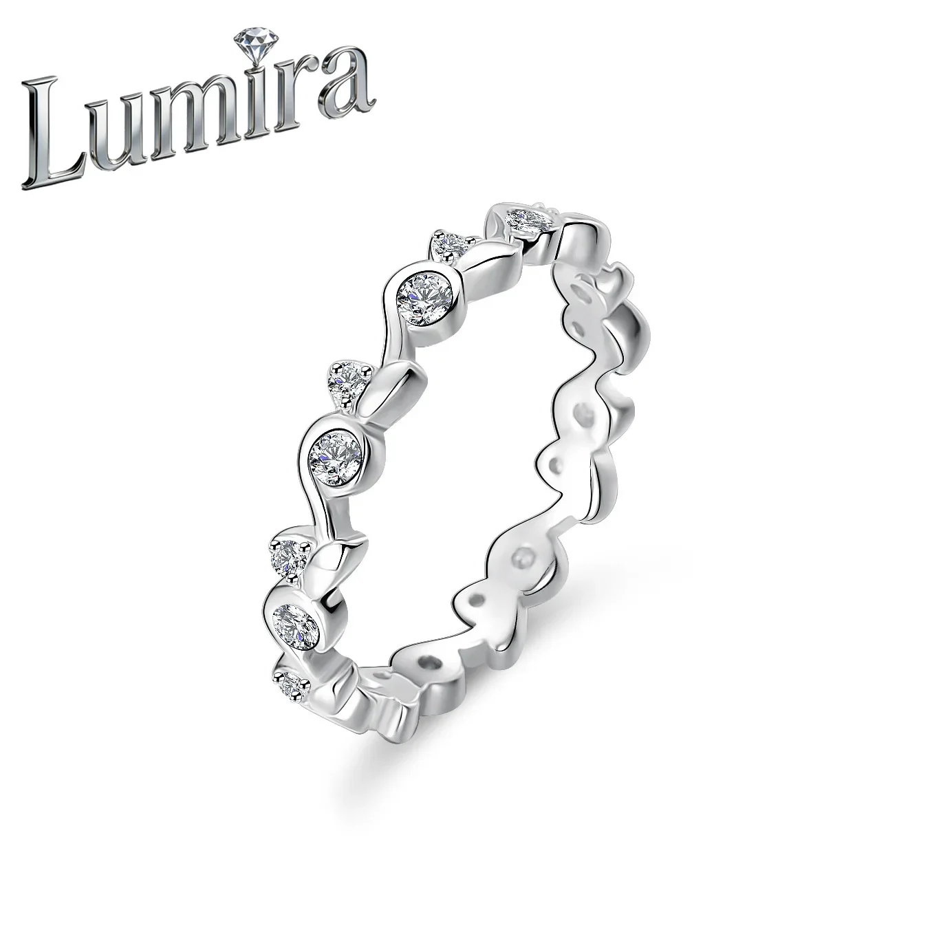Lumira Platinum PT950 Moissanite Ring for Women with Branch-Inspired Geometric Cluster Setting Timeless Jewelry for Her
