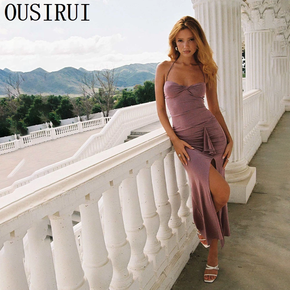 

OUSIRUI Classic Strapless Dresses For Woman 2024 New Summer Formal Sheathy Side Slit Evening Gowns vestidos elegantes para mujer