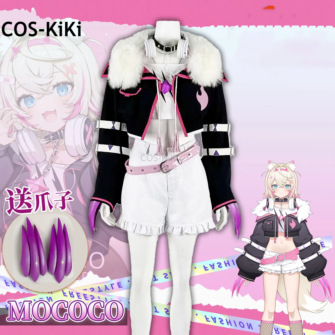 COS-KiKi Vtuber Hololive Mococo Game Suit Nifty Lovely Cosplay Costume Halloween Carnival Party Role Play Outfit Women XS-XXL