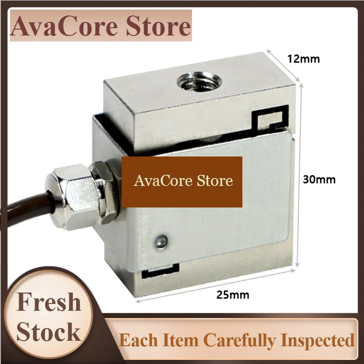 AvaCorePromotion Load Cell Sensor Mini S Type for Test Tension Compression Force Weight, with Cable for Small Space 10KG