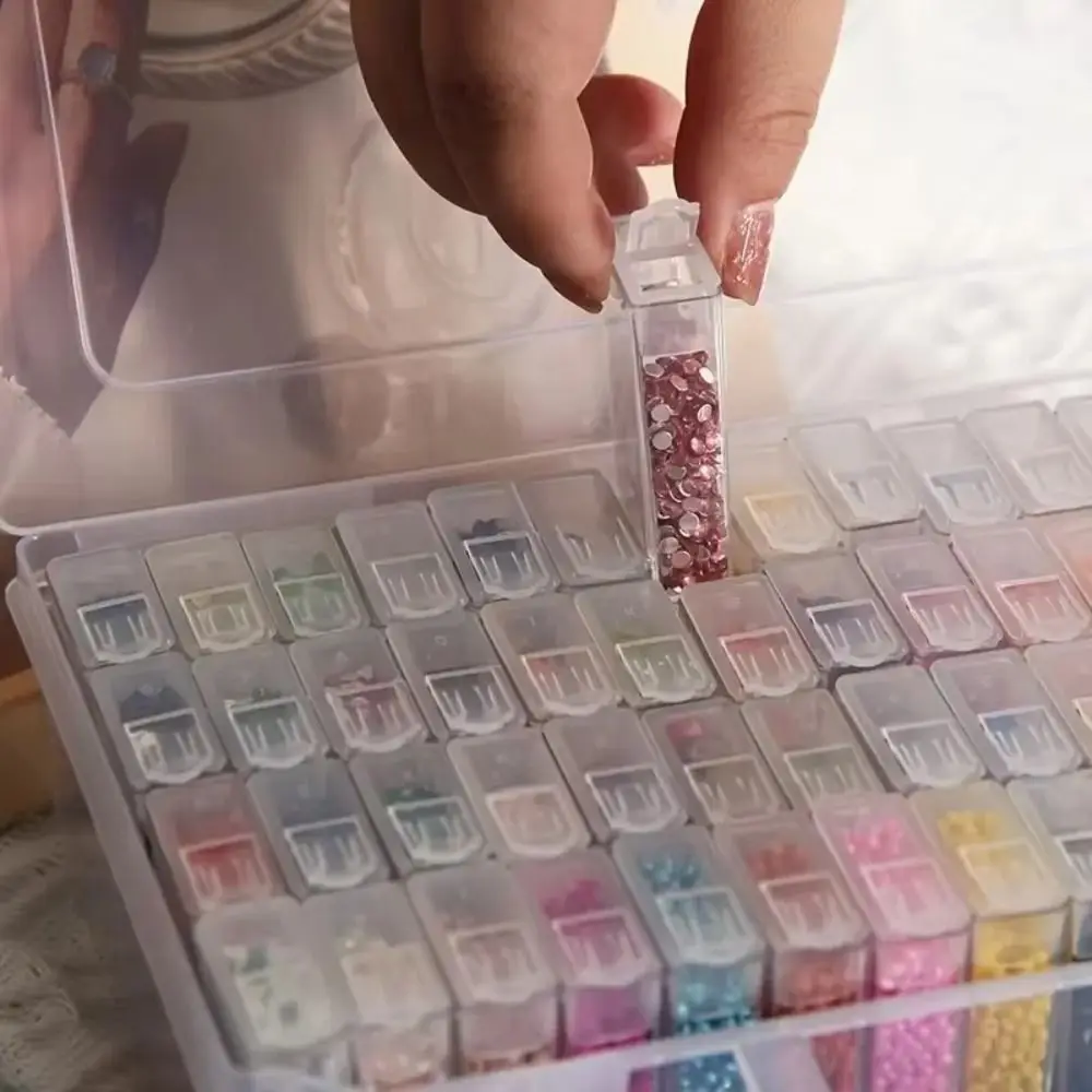 Clear Perler Beads Storage Boxes DIY with Handle Diamond Embroidery Accessories Drill Box Nail Art Jewelry Accessories Container