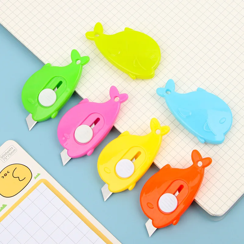 One. Mini portable art knife trumpet mini cute shape express box knife sharp. Random color