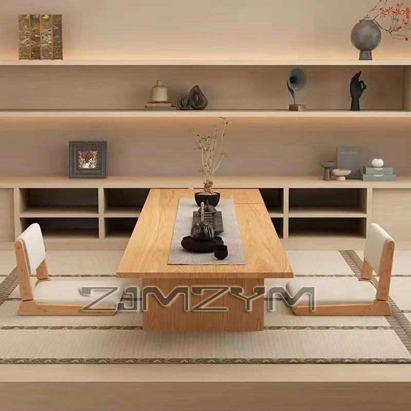 كرسي تاتامي ياباني مسند ظهر سرير من الخشب الصلب مقعد بدون أرجل نافذة الخليج أريكة استرخاء واحدة كرسي أرضي أثاث غرفة النوم البراز