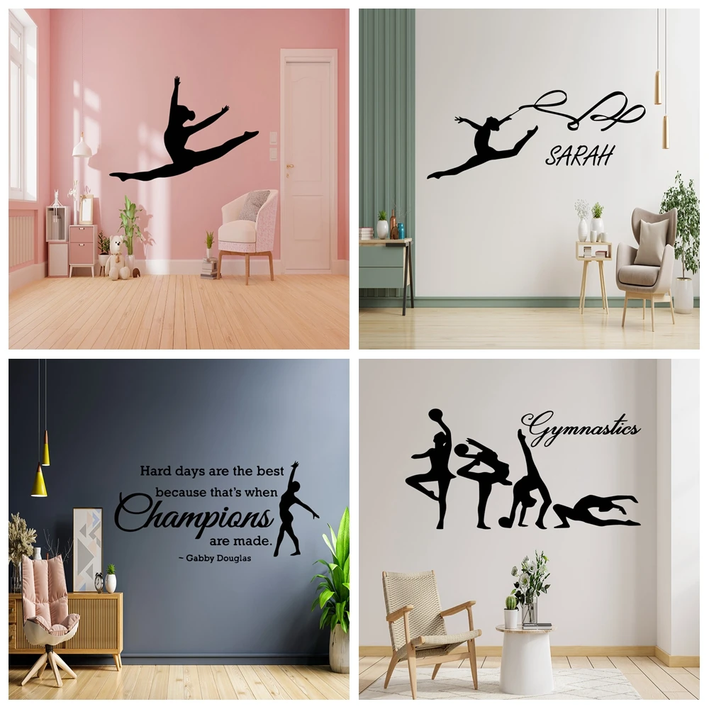 Ginnastica Wall Sticker vinile autoadesivo impermeabile Wall Art decalcomania per la decorazione domestica soggiorno camera da letto decalcomania