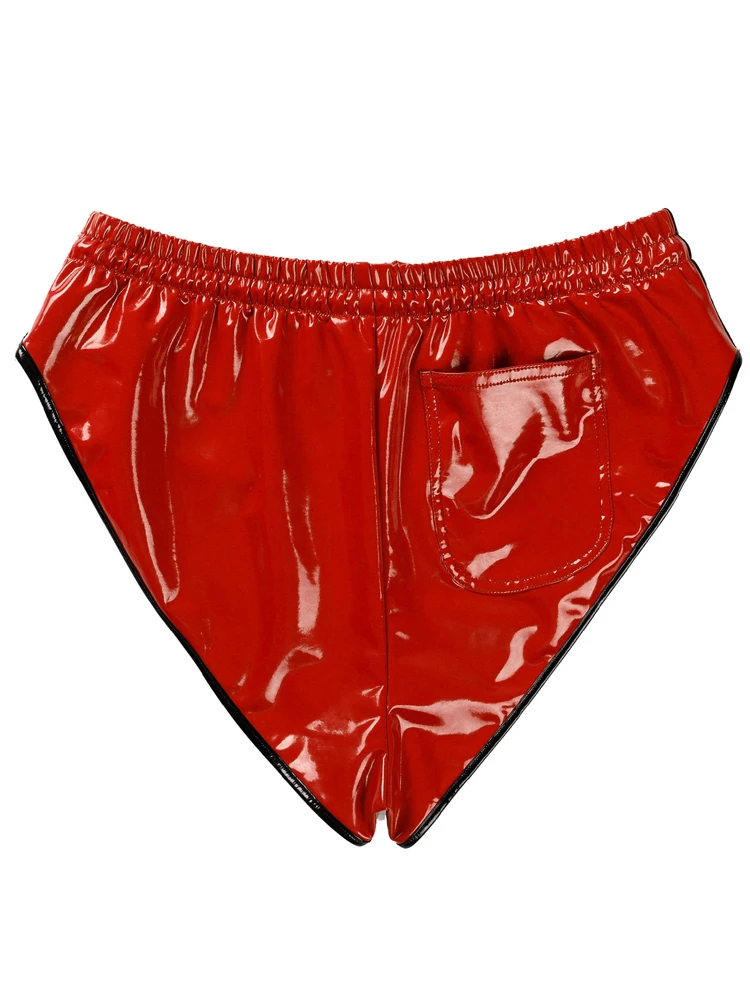 Wet Look PVC Elastic Waist Shorts Shiny PU Leather High Cut Trunks Tights Hot Sexy Mini Bermudas Pole Dance Clubwear Short Brief