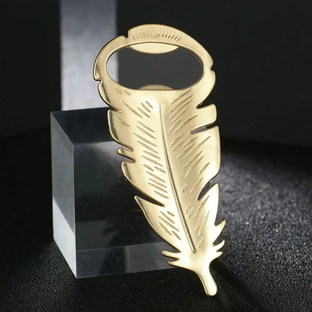 

2pcs Gold Feather Design Bottle Opener Thickened Durable Beer Cap Opener Zinc Alloy Key Chain Bottles Opener Souvenir