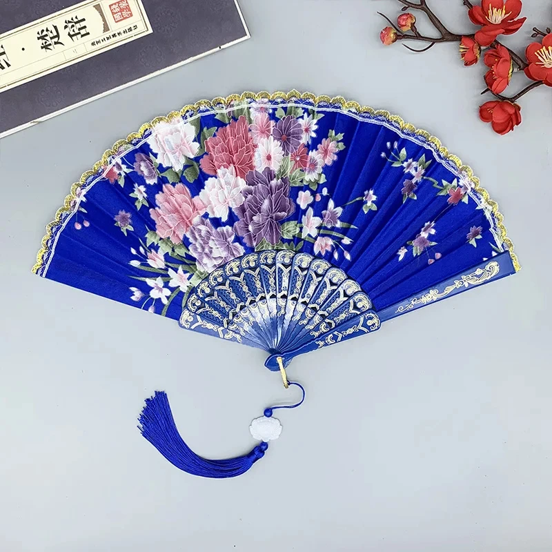 Silk Cloth Gold Edge Fans Chinese Traditional Dance Fan ChineseStyle Fan Customized Handmade Folding Fan Decorative Fan