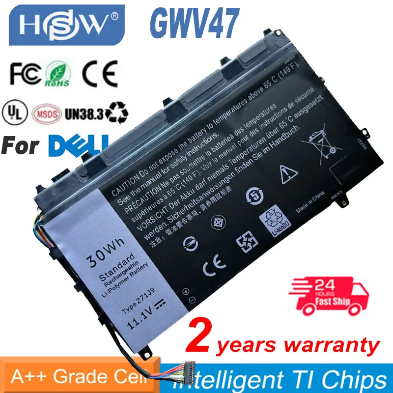 New 271J9 Laptop Battery For DELL Latitude 13 7000 7350 GWV47 0GWV47 YX81V 11.1V 30WH