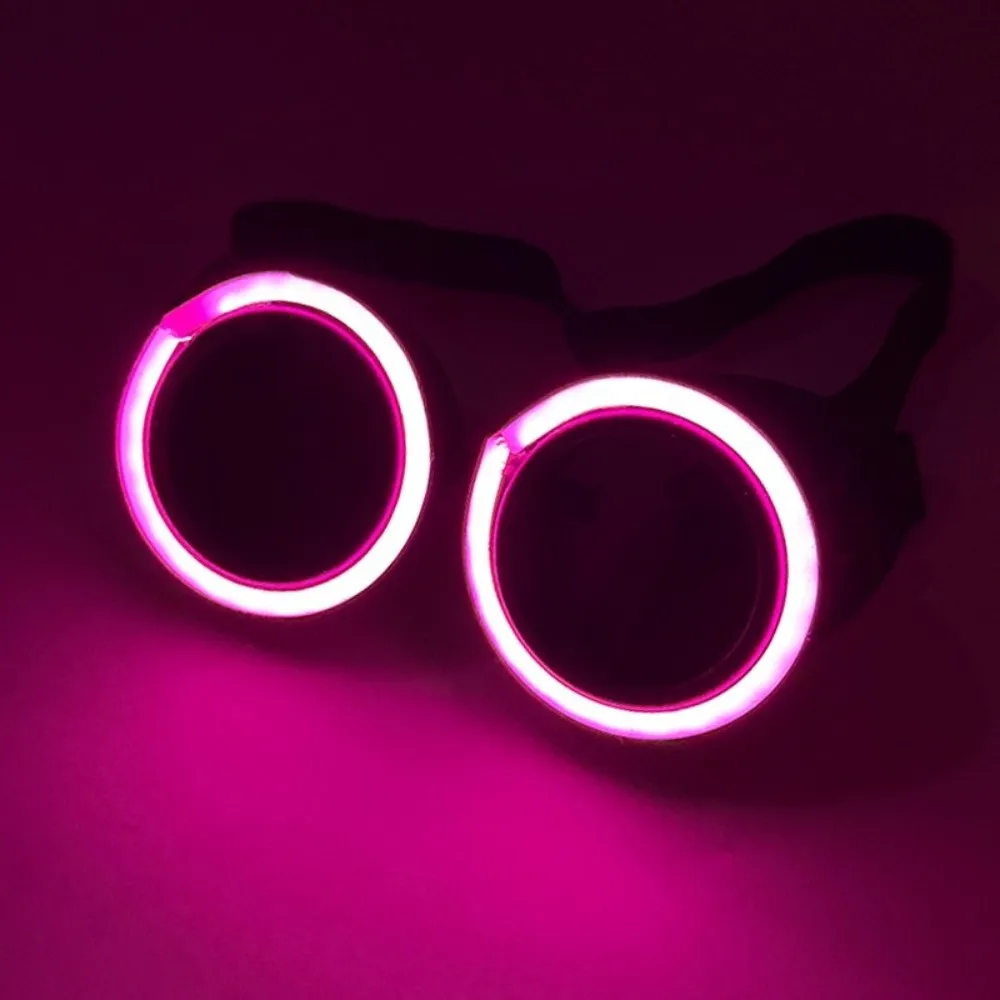 Trendy Wireless LED Glowing Glasses Punk Style Round Luminous Eyewear Cool Unique Light Up Glasses Club Props